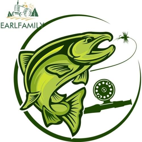 EARLFAMILY 13cm x 13cm For Fishing Fish Car Assessoires Stickers Vinyl Car Wrap Decal Waterproof Scratch-Proof Decals Decor