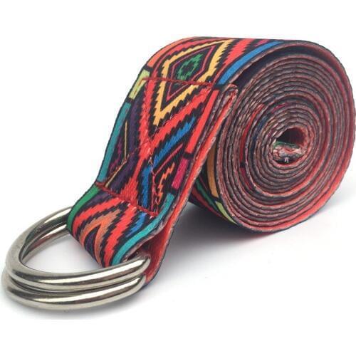 Pattern Stretchy Yoga Band Durable Cotton Exercise Strap Adjustable D-Ring Buckle Gives Flexibility Yoga yoga stretch strap
