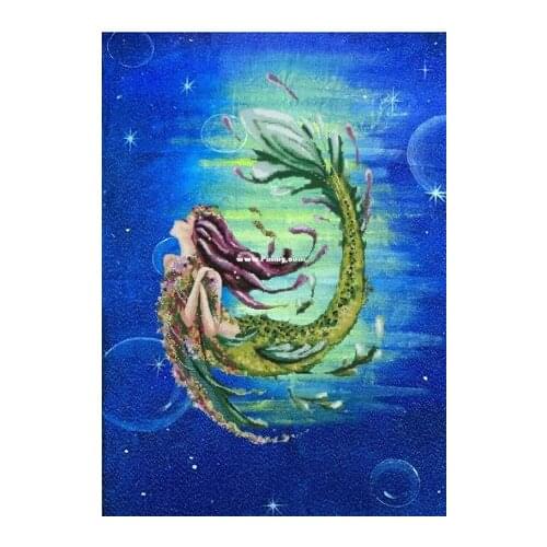 Deep Sea Mermaid God with draw fabric cross-stitch cloth with beaded metal thread cross-stitch kit styles cross stitch kit