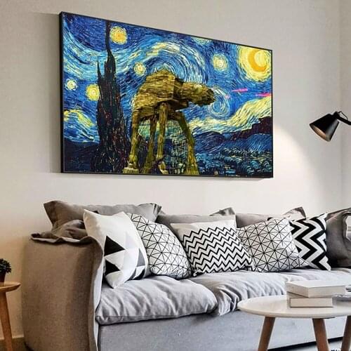 Canvas Painting Classic Van Gogh Poster Starry Sky Sunflower Apricot Abstract Wall Print Picture for Kids Living Room Decoration