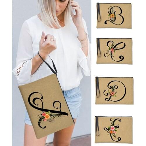 Alphabet Flowers Clutches for Women Handbags Linen Ladies Wristlets Fashion Bag Holder Clutch Envelope Elegant Cosmetic Bags