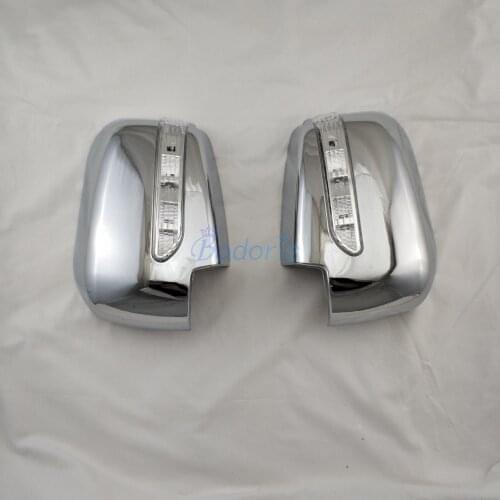 For Mitsubishi Triton L200 2005-2014 Side Mirror Cover Door Rearview Overlay Frame Caps With LED Lamp Chrome Auto Accessories