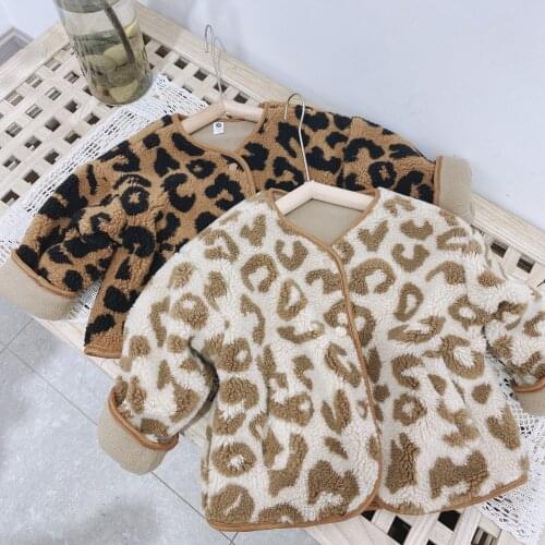 Leopard Wool Jackets for Girls Elegant Warm Winter Children Outerwear Girls Christmas Fur CoatsChildren Outerwear 2 4 5 6 7 8 Y