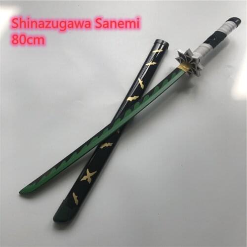 Kimetsu no Yaiba Sword Weapon Demon Slayer Shinazugawa Sanemi Cosplay Sword 1:1 Anime Ninja Knife wood toy 80cm