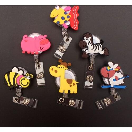 Cute Animal Zebra Giraffe Retractable Badge Reel For Nurse&Doctor Card Holder Office&Hospital Supplies Boy&Girl Name Card