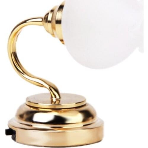 Mini Wall Lamp w/ LED Light Model Floral Lampshade for 1/12 Dollhouse Miniature