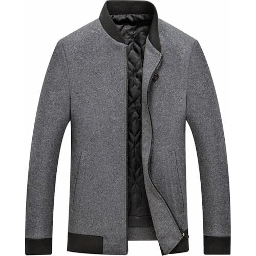 Male Fashion Wool Blend Outerwear Jackets Smart Casual Jackets Baseball Winter 30% Wool Men Thick Coats Slim Fit