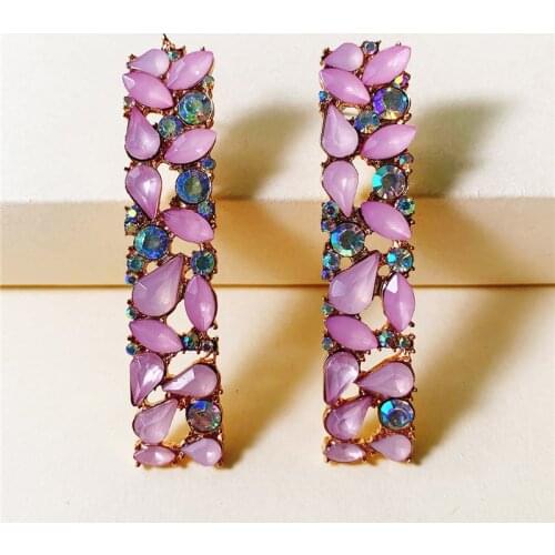 JURAN New Arrivals ZA Crystal Maxi Dangle Drop Earrings For Women Gifts Geometric Rhinestone Statement Pendant Earrings Jewelry