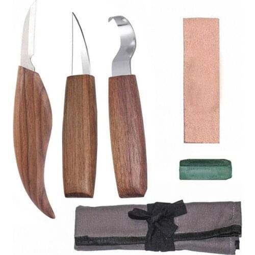 3/5Pcs Walnut Wood Carving Knife Chisel Woodworking Cutter Hand Tool Set Peeling Woodcarving Sculptural Spoon Carving Cutter