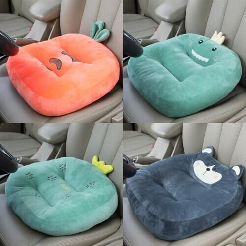 Cute Cartoon Dinosaur Strawberry Carrot Breathable Memory Car Cushion Short Plush Pillow Thickening Office Chair Seat Cover Toys