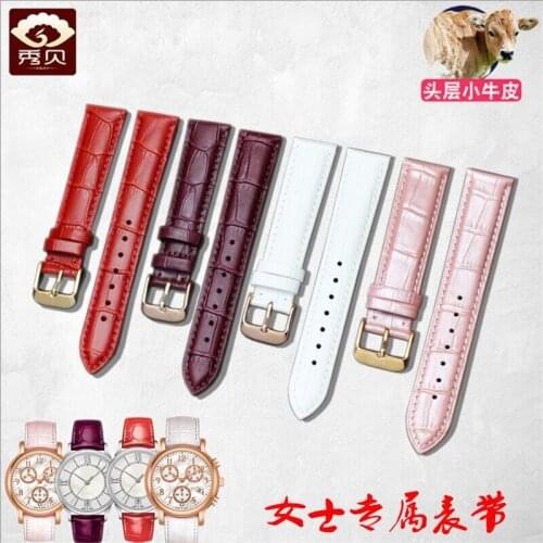 XBAY Universal Genuine Leather Watchband 12-22mm Purple White Brown Durable Pin Clasp Calfskin Strap For Brands Watch Men Women