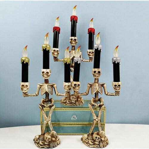 LED Candle Light Skeleton Halloween LED Candelabra Skull Party Lamp Halloween decoration lights ghost festival atmosphere new