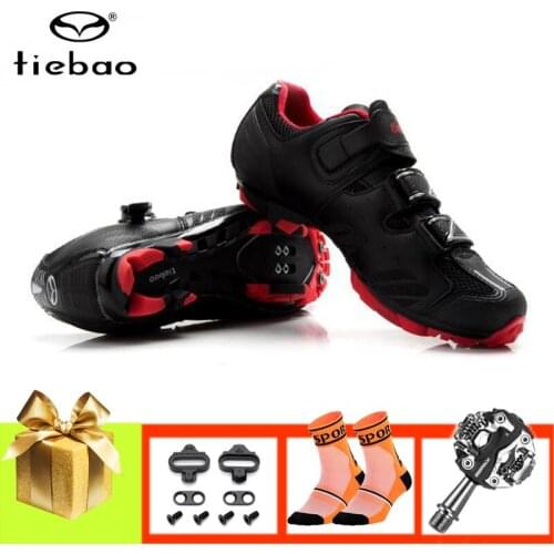 Tiebao black women cycling shoes men breathable sapatilha ciclismo mtb self-locking superstar bicycle SPD Pedals riding shoes
