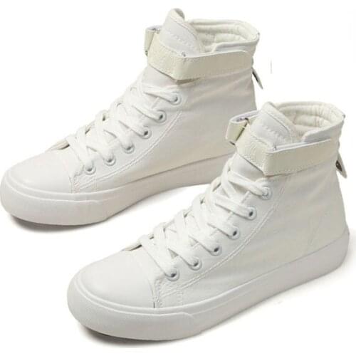 White shoes high-top canvas shoes women 2020 summer new womens shoes white design sense high-top large size