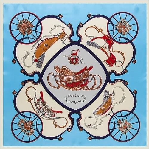 POBING Luxury Brand Women Scarf Horse Carriage Silk Satin Shawl Scarfs Foulard Square Head Scarves Office Lady Wraps 60*60CM