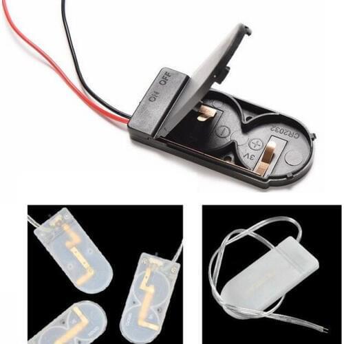 1pc Hold 2x CR2032 Button Coin Cell Battery Holder Case Storage Black Box 6V Wire Lead ON/OFF Switch