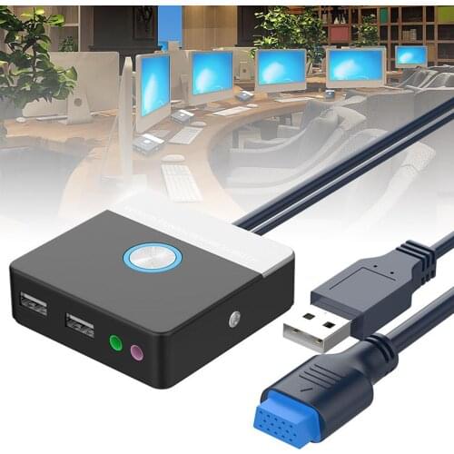 2Ports USB Audio Computer Switch Power Supply on/off Reset Paste/Screw USB Power Switch for Desktop PC Computer Host