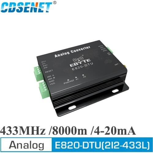 E820-DTU(2I2-433L) 2 Channel Analog Acquisition Module Modbus RTU 433MHz 1W RS485 Wireless LoRa modem