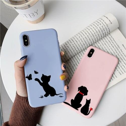 Cute Cat Dog Phone Case For Huawei P30 P20 P40 Honor 20 10X 10i 10 Lite E Pro 8X 9X P Smart Y6 Y7 Y9 2019 Nova 5T Soft TPU Cover