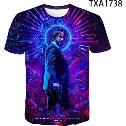 2020 Summer John Wick 3D Print T-shirt Men Women Children Short Sleeves Keanu Reeves Cool Movie T Shirt Cool Streetwear Tops Tee