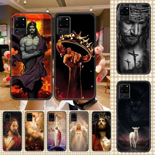 Jesus Christ God bless you Phone case For Samsung Galaxy Note 4 8 9 10 20 S8 S9 S10 S10E S20 Plus UITRA Ultra black soft shell