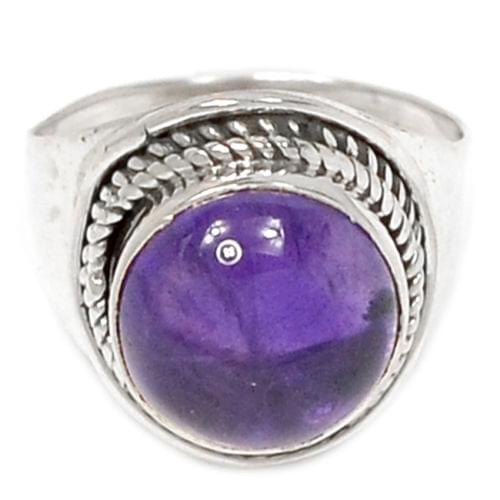 Genuine Amethyst Ring 100% 925 Sterling Silver, Size:6.5, KR0264