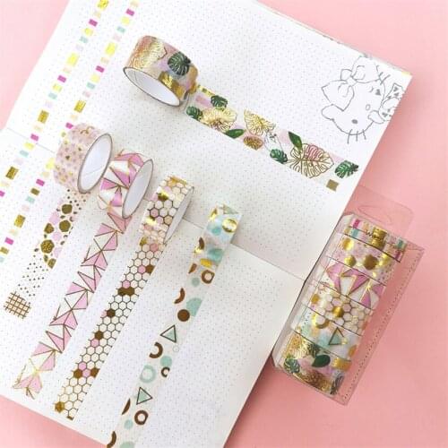 Washi Tape 7pcs/Set Kawaii Japanese Stationery Grid School Supplies 2021 Office Diary Stickers Decorative Adhesive Masking Tape