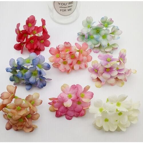 12 fork/combo artificial silk hydrangea flowers head for wedding home decoration DIY flower wall scrapbook bouquet material