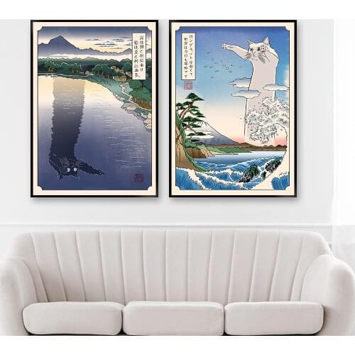 Cute Cartoon Black and White Cat Wall Art Canvas Painting Nordic Posters and Prints Wall Pictures for Living Home Decoration