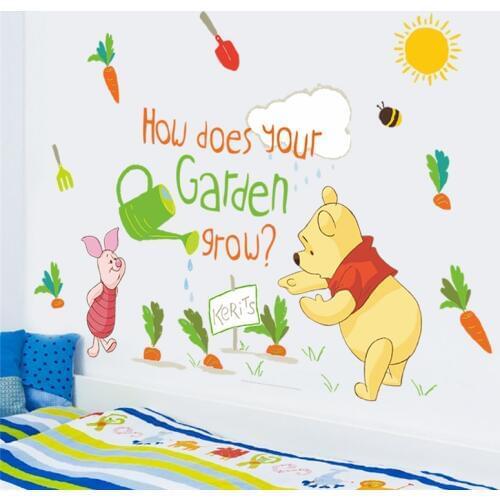 Cartoon Winnie Pooh Wall Decals Kids Rooms Nursery Home Decor Disney Animals Wall Stickers Pvc Mural Art Diy Posters