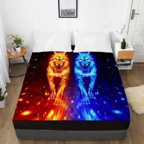 3D Printed Fitted Sheet Custom Design Mattress Fitted Cover Bed Linens Sheets Bedsheet 180*200cm 198*203cm Wolf Home Bedding