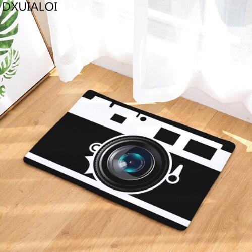 Nordic style New thermal transfer flannel mat retro camera digital footprint pad kitchen absorbent mat bath mats bathroom