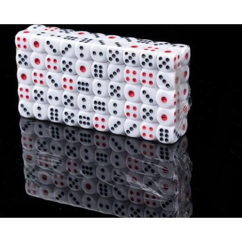Wholesale 100/200/500 Pcs/Lot White Dice Set Acrylic Point Drinking Dice 12mm Round Corner Hexahedron Dice Black Red Point Games