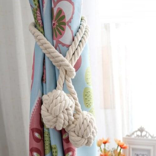 Macrame Curtain Tieback Curtain Tied Ball Hand-woven Cotton Straps Hanging Ball Decoration Creative Curtain Accessories