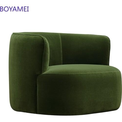 Custom Nordic minimalist rotating fabric single sofa chair light luxury ink green lounge chair balcony armchair