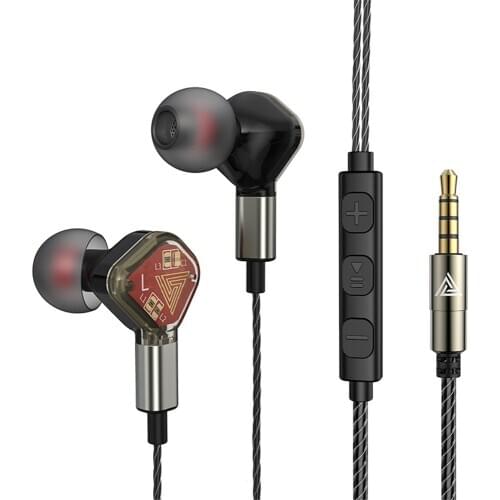 QKZ SK2 Earphone Zinc Alloy In Ear Earphones HiFi Ear Phone Metallic Earbuds Stereo in-Ear Earphone Noise Cancelling Headsets DJ
