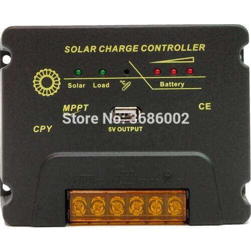 MPPT 20A 10A Solar Charge Regulators 12V/24V Auto Battery Panel Charger Controller With USB 5V Output Max PV Input Voltage 50V