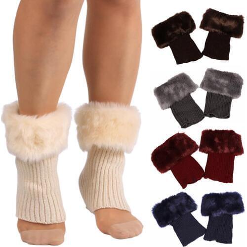 Stuffed socks booties woolen knit short leg cover fur leg cover