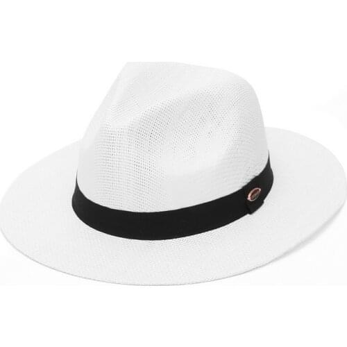 2021 New Fashion Wide Brim Paper Summer Hat For Women Straw Hat Panama Cap Sun Hat White