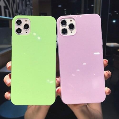 Colorful Silicone Phone Case for iPhone SE 2020 11 11Pro XR X XS Max 6S 7 8 Plus Cute Candy Color Soft Simple Glossy Cover