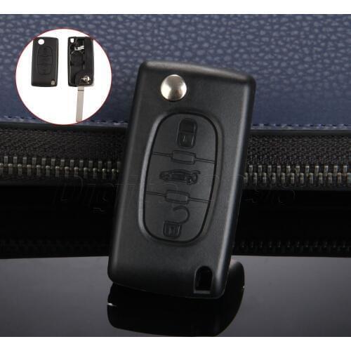 Yetaha 3 Buttons Flip Folding Remote Entry Car Key Fob Shell Case For Peugeot Peugeot 207 307 407 308 607 Auto Replacement Cover
