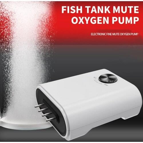 Ultra-quiet Aquarium Air Pump 8W Air Compressor 4 Outlets for Air Stone To Increase Oxygen Black Pump Air Fish Tank Aquarium