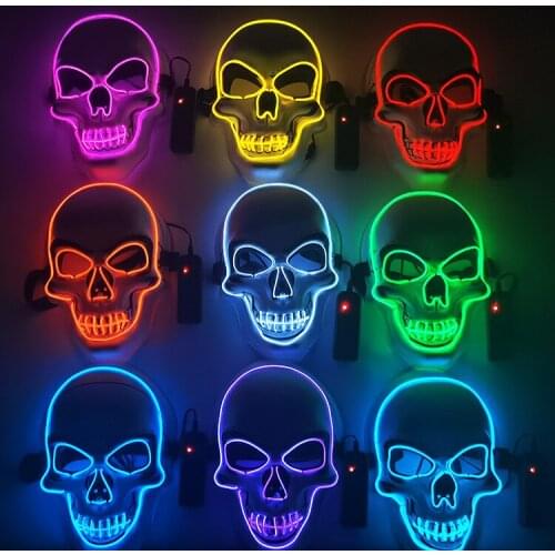 Halloween LED Mask Light Up Scary Mask Festival Cosplay Costume Masks 4 Modes Flash Novelty Luminous Toy Dropshipping