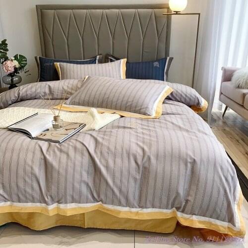 High Quality Bedding Set 4pcs 100TC long-staple cotton brushed pure cotton autumn winter modern simple light luxury Qulit Cover