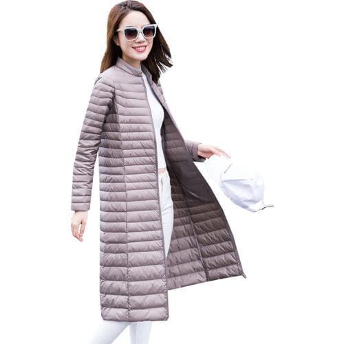 2018 Autumn Winter Women White Duck Down Coat Parkas Ultra Light Down Jacket Ladies Warm Slim Long Outerwear Plus Size 4XL A1129