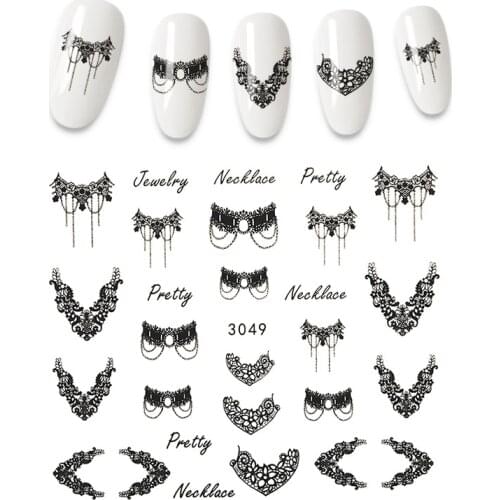8 Designs Black And White Nail Stickers Mixed Geometry Floral Erotic Art Nail Transfer Decals Tattoos Stickers For Nails