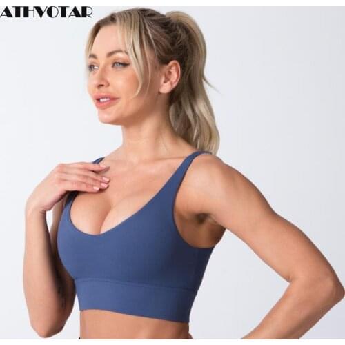 ATHVOTAR Women Bra Push Up Gym Push Up Comfortable Female Fitness Underwear Stretchy Breathable Seamless Sexy Solid Color Tops