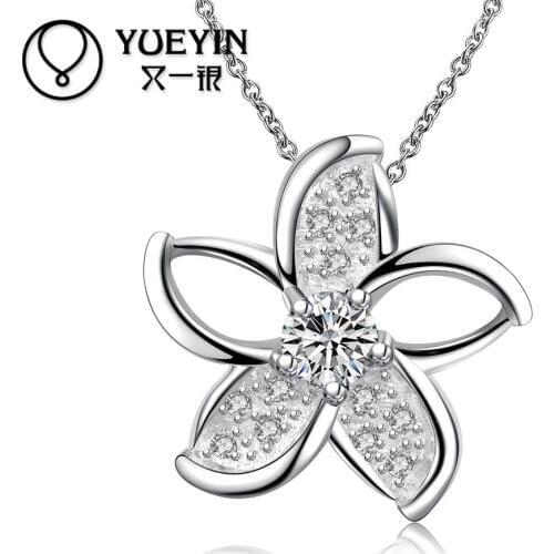 N078-C 2016 Fashion designed silver plated necklaces long chain plant pendant women power necklaces Jewelry