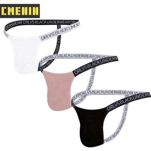 3PCS Modal Soft Sexy Gay Underwear Men Mens Thong Jockstrap Mens lingerie G String Men Penis Pouch Gay Underwear Sexi OR6107