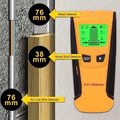 3 In 1 Metal Detector Find Metal Wood Studs Live Wire Detect Wall Scanner Electric Box Finder Wall Detector